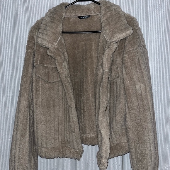 SHEIN Apricot Teddy Drop Shoulder Women Fall Jacket - Picture 3 of 4